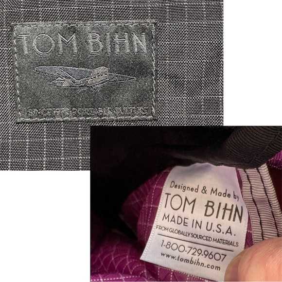 Tom Bihn Parental Unit Diaper Messenger Check Grid Bag In Black With Purple - Picture 12 of 16